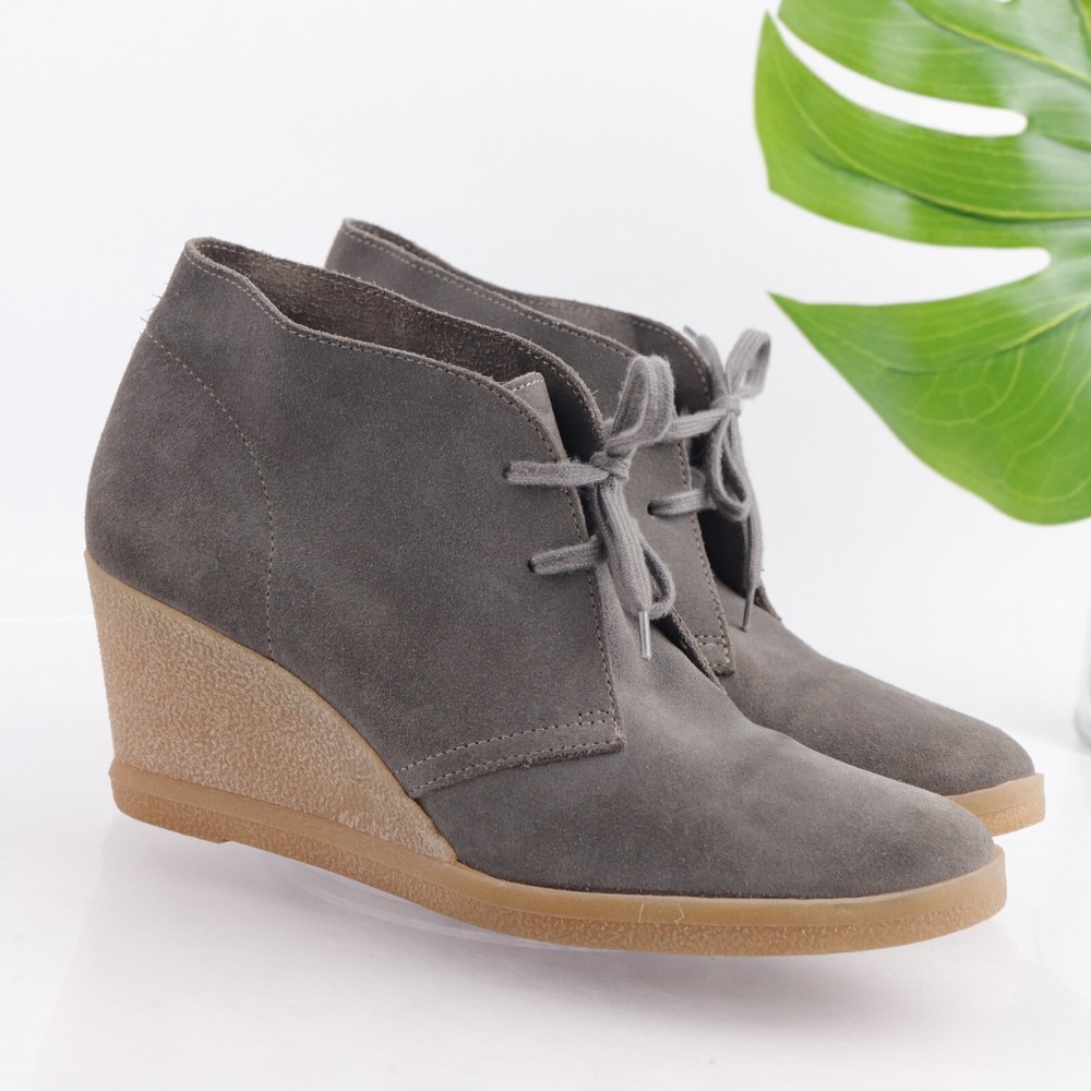 J Crew Womens McAllister Boots Size‎ 10 Gray Suede Wedge Lace Up Desert Booties